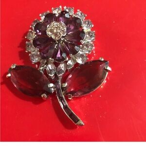 Rhinestone encrusted flower pin stunning vintage gorgeous color combination